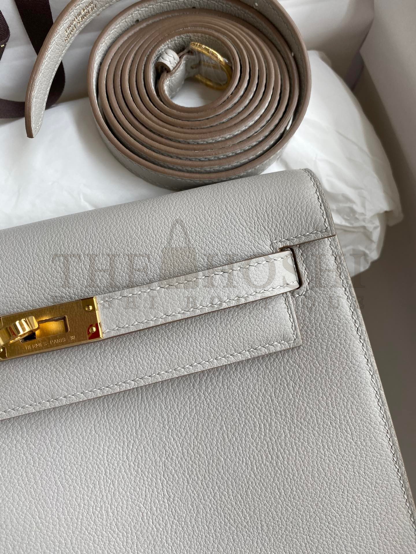 H**me5 Kelly Danse II Handmade Bag In Pearl Grey Evercolor Calfskin Master Quality