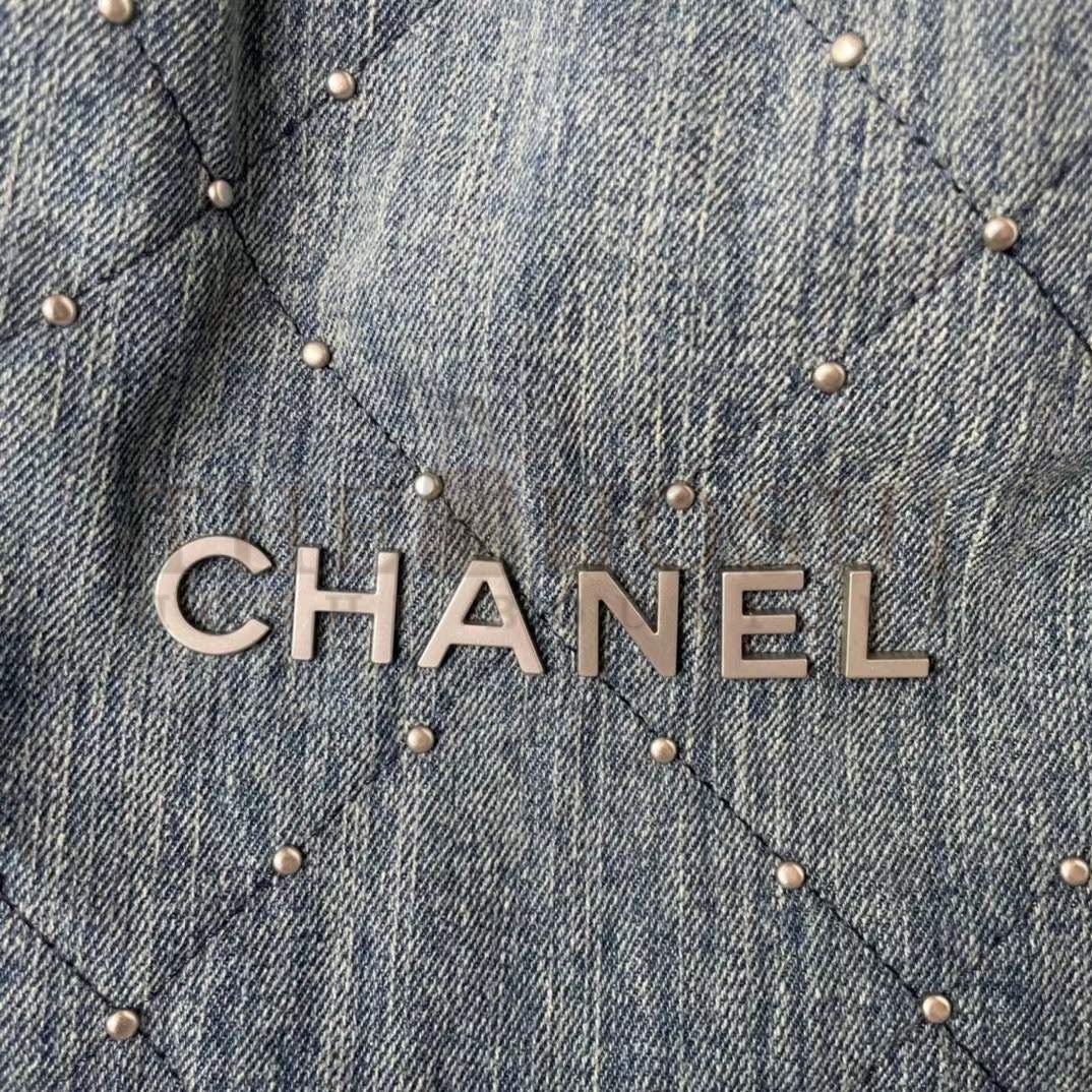 Ch**el Women CC 22 Small Handbag Washed Denim Silver-Tone Metal Blue Master Quality