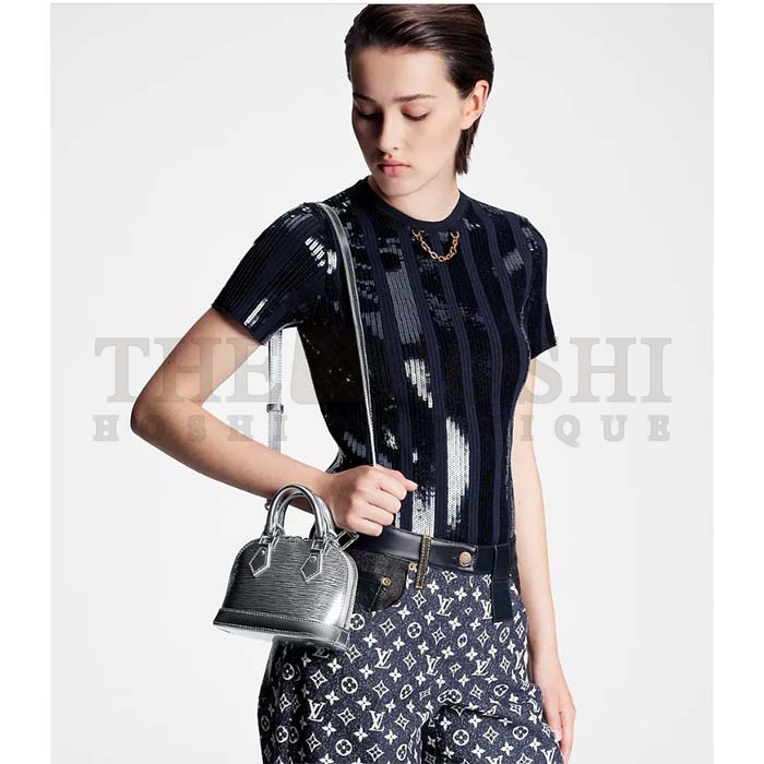 L0vis Vvtt0n LV Women Nano Alma Handbag Silver Epi Grained Cowhide Leather Master Quality