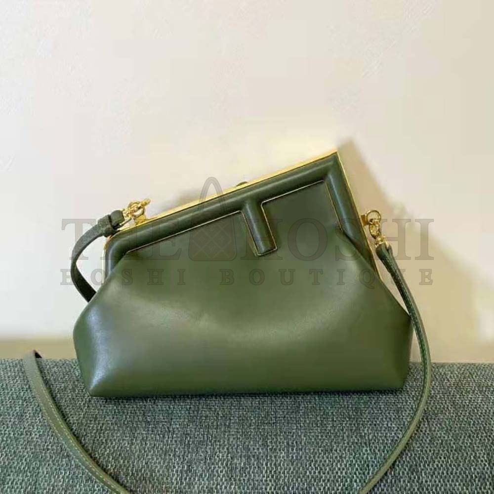 F**di Women First Small Dark Green Leather Bag Master Quality