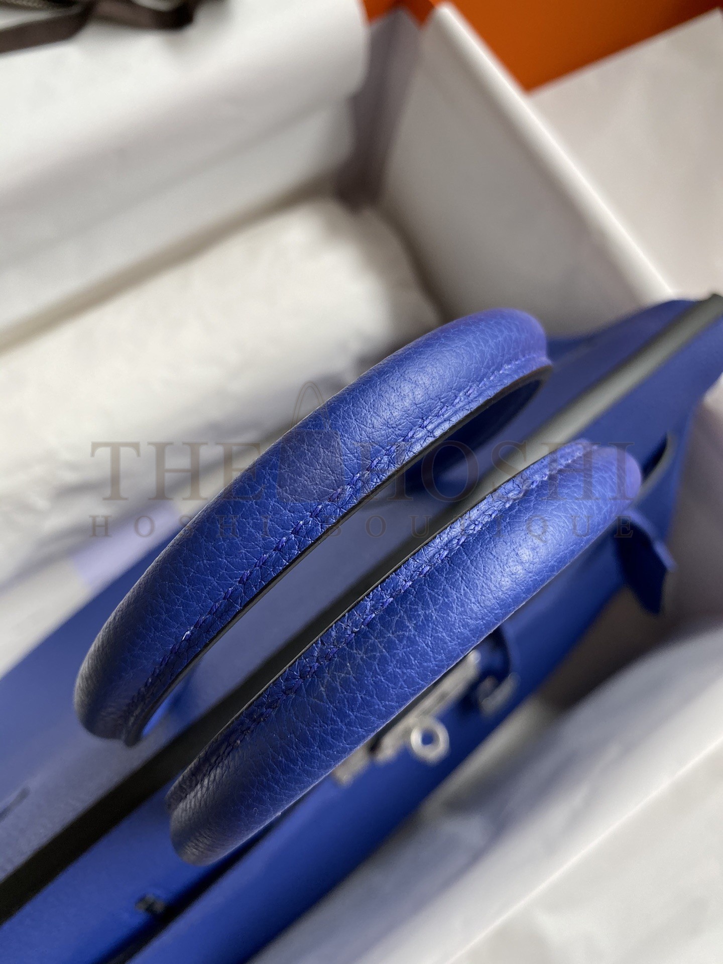 H**me5 Birkin 35 Retourne Handmade Bag In Blue Electric Clemence Leather Master Quality