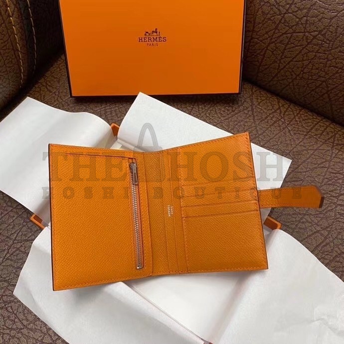 H**me5 Bearn Compact Wallet In Orange Epsom Leather Master Quality