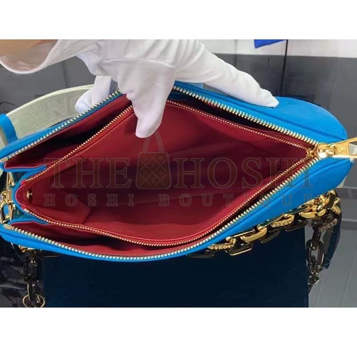 L0vis Vvtt0n LV Women Coussin MM Handbag Blue Lambskin Zip Closure Master Quality