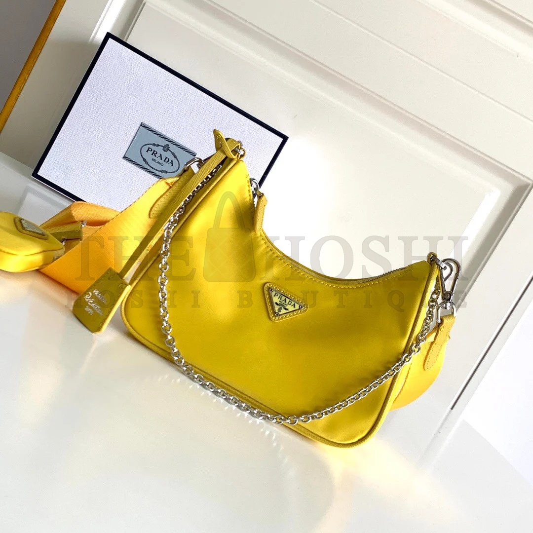 Pra*a Re-Edition 2005 Shoulder Bag In Yellow Re-Nylon Master Quality