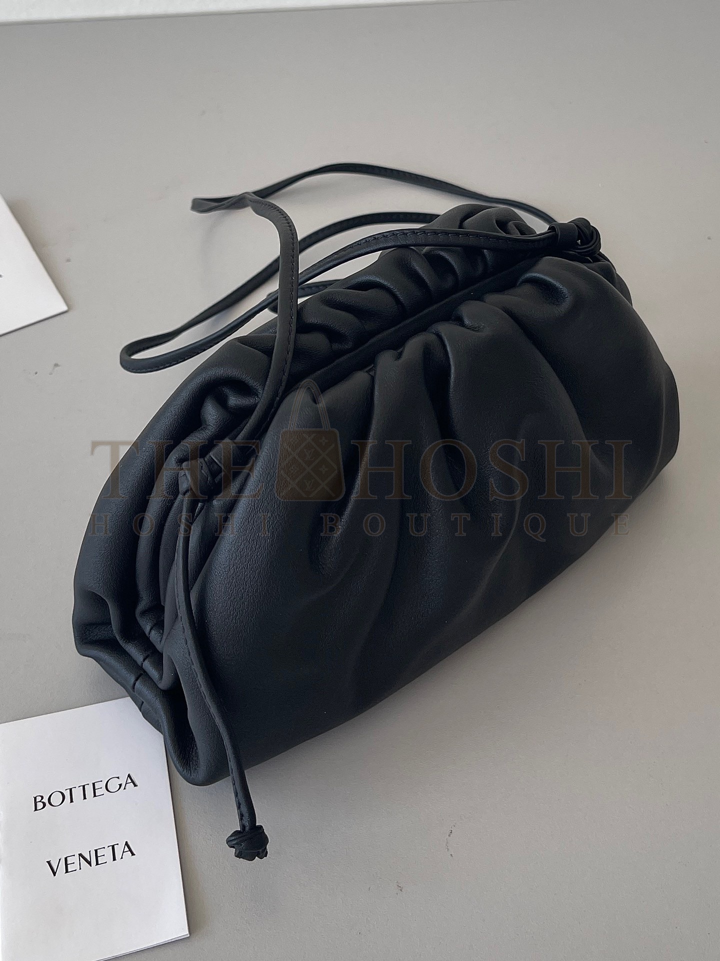 B0tt*ga Ven*ta Mini Pouch with Strap in Black Calfskin Master Quality