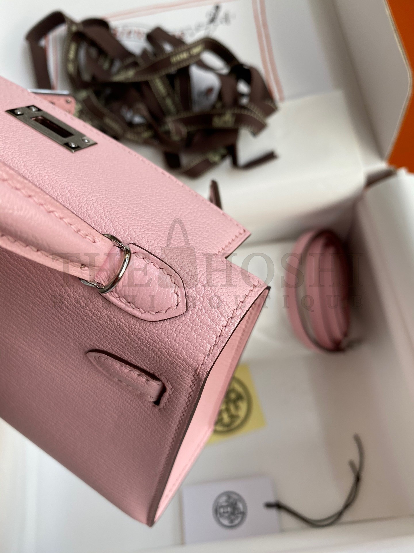H**me5 Kelly Mini II Sellier Handmade Bag In Rose Sakura Chevre Mysore Leather Master Quality