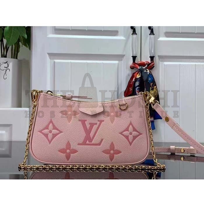 L0vis Vvtt0n LV Women Easy Pouch Pink Monogram Empreinte Embossed S*pple Grained Cowhide Master Quality