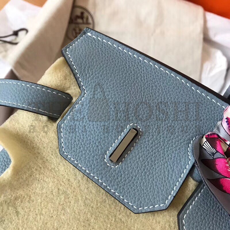 H**me5 Blue Lin Birkin 35cm Clemence Handmade Bag Master Quality