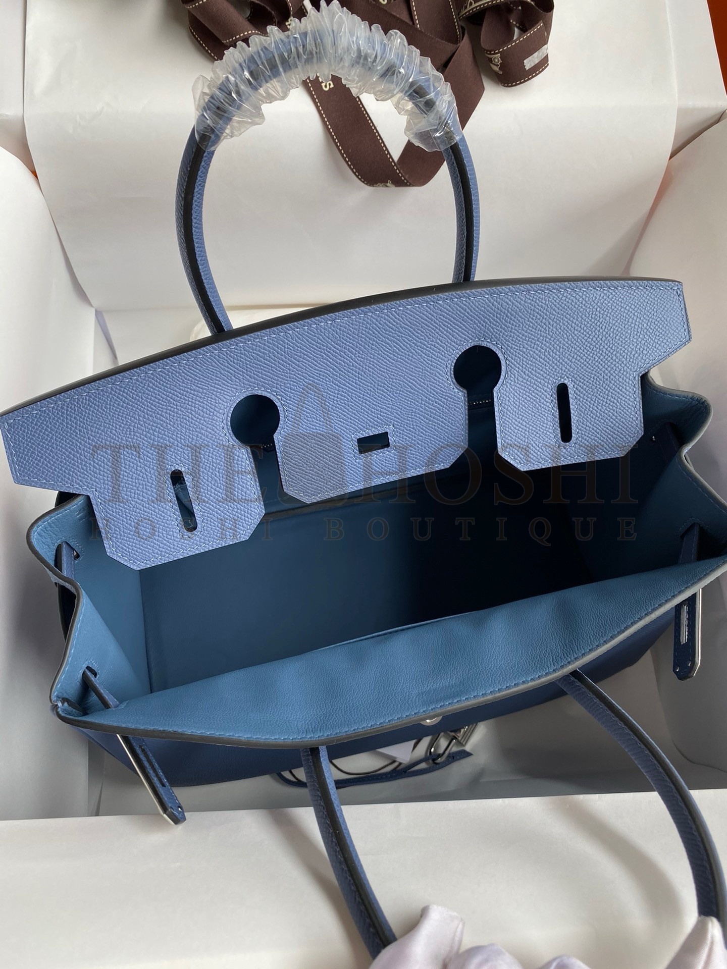 H**me5 Birkin 30 Retourne Handmade Bag in Blue Agate Epsom Calfskin Master Quality