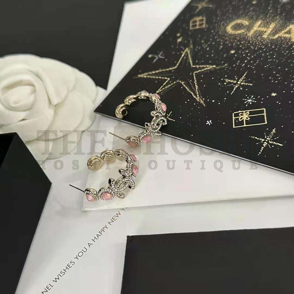 Ch**el Women Hoop Earrings in Metal and Strass Master Quality