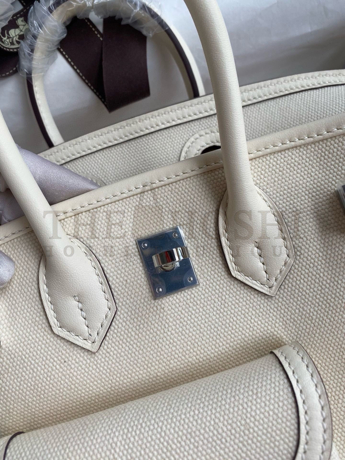 H**me5 Birkin Cargo 25 Bag in Craie Toile and Swift Leather Master Quality