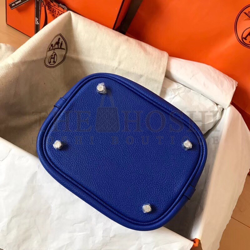 H**me5 Blue Electric Picotin Lock MM 22cm Handmade Bag Master Quality
