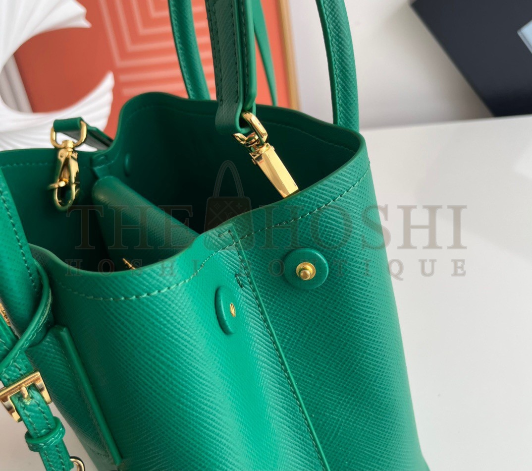 Pra*a Double Mini Bag In Green Saffiano Leather Master Quality