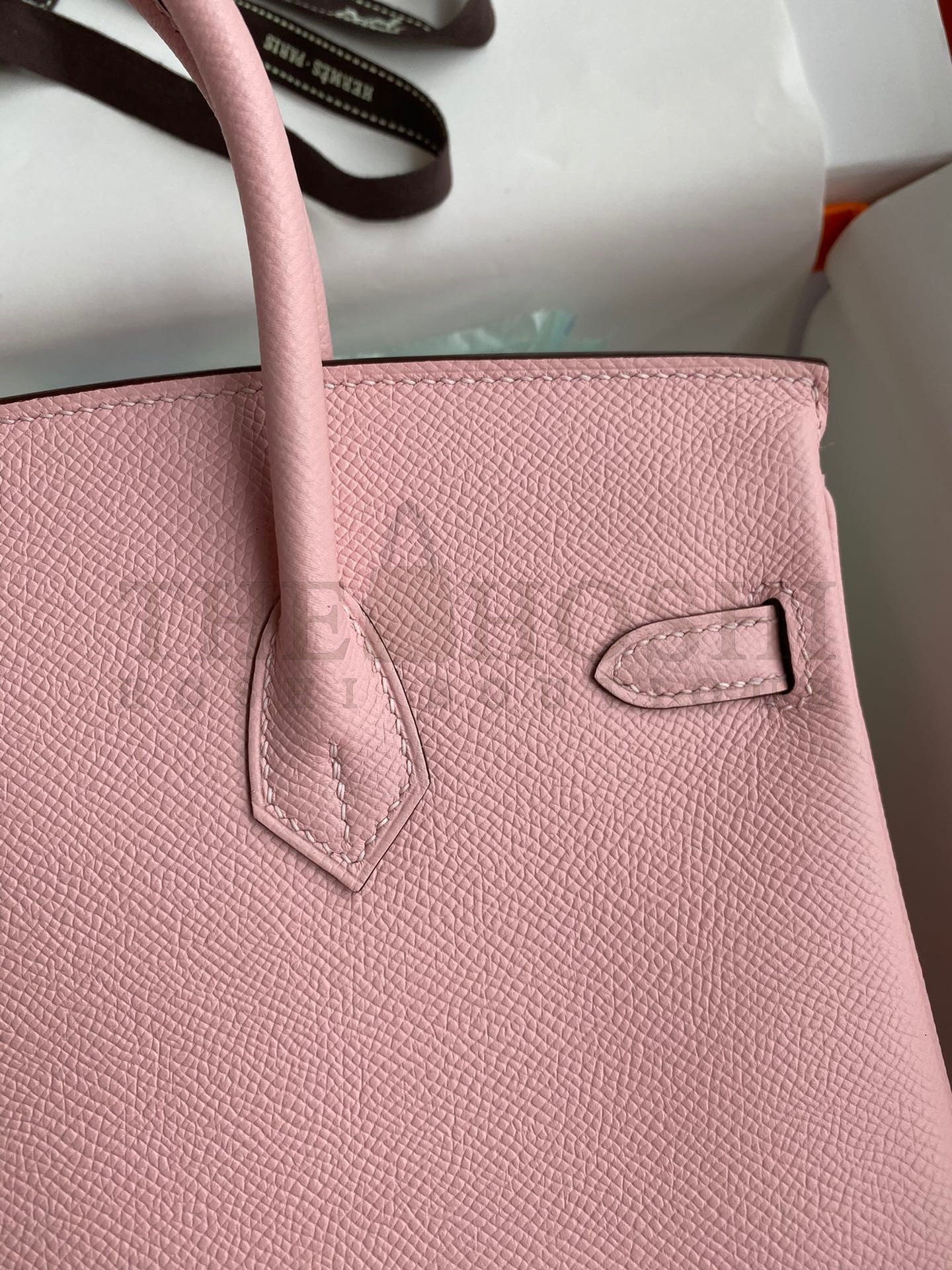 H**me5 Birkin 25 Retourne Handmade Bag In Rose Sakura Epsom Calfskin Master Quality
