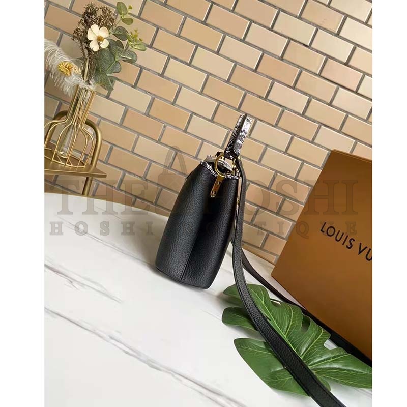 L0vis Vvtt0n LV Women Capucines Mini Handbag Black Taurillon Leather Python Skin Master Quality