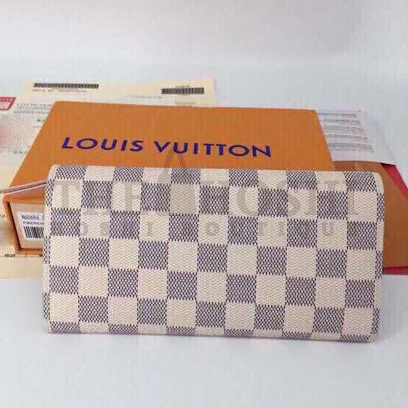 L0vis Vvtt0n LV Women Emilie Wallet Damier Azur Canvas-Pink Master Quality