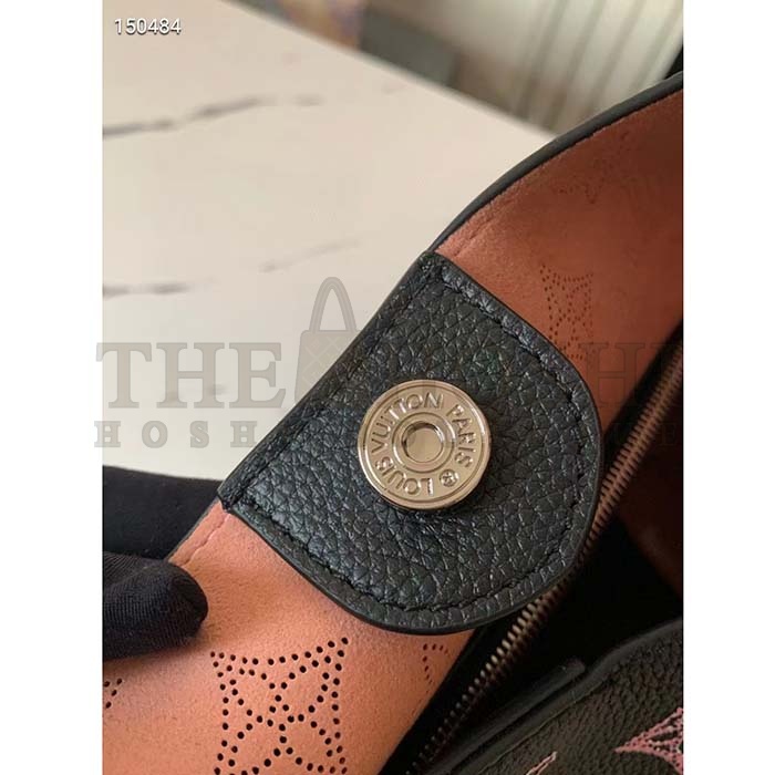 L0vis Vvtt0n LV Women Carmel Hobo Bag Black Perforated Mahina Calf Leather Master Quality