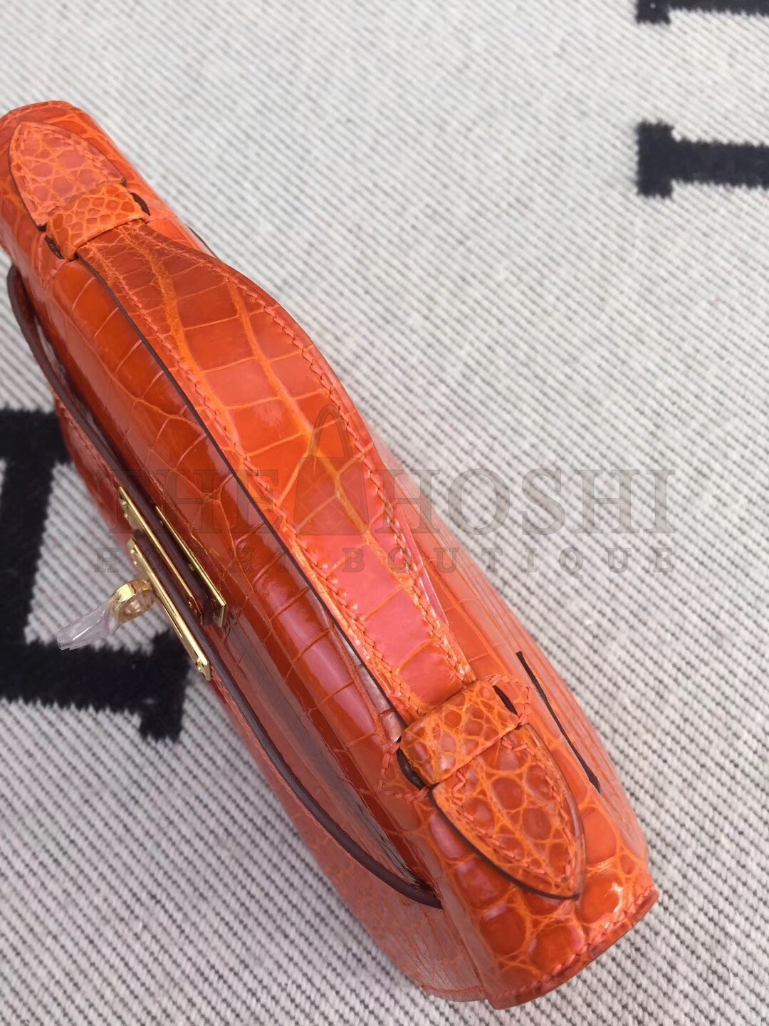 H**me5 Orange Kelly Pochette Shiny Niloticus Crocodile Bag Master Quality