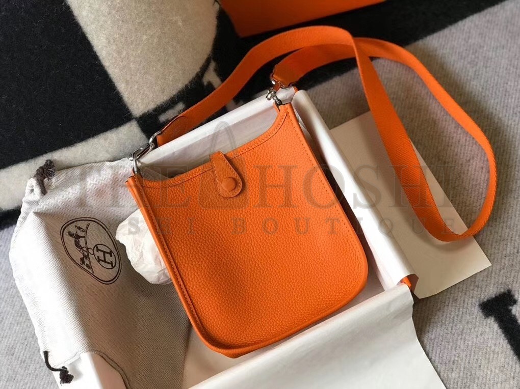 H**me5 Evelyne III TPM Bag In Orange Clemence Leather Master Quality