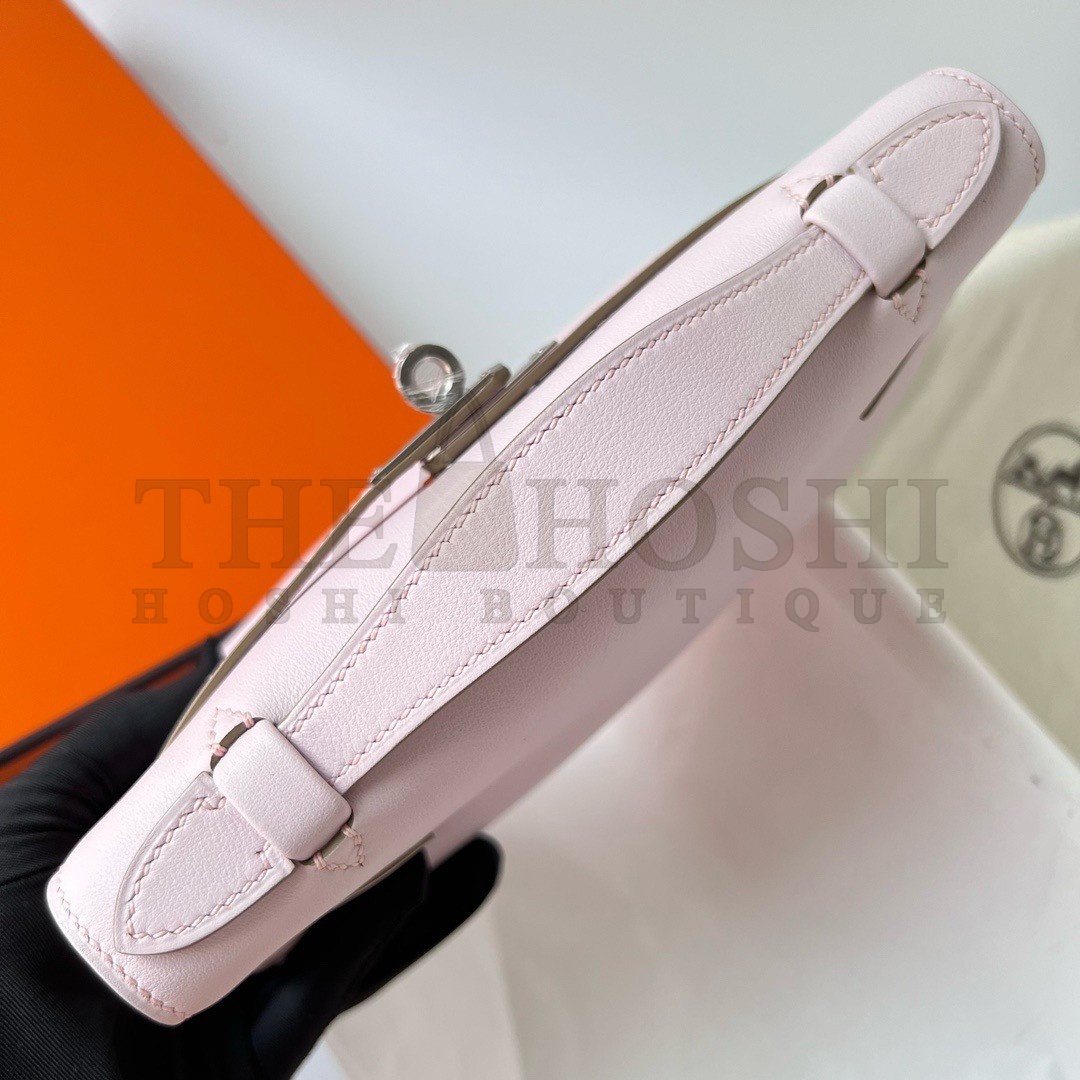 H**me5 Kelly Pochette Handmade Bag In Mauve Pale Swift Calfskin Master Quality