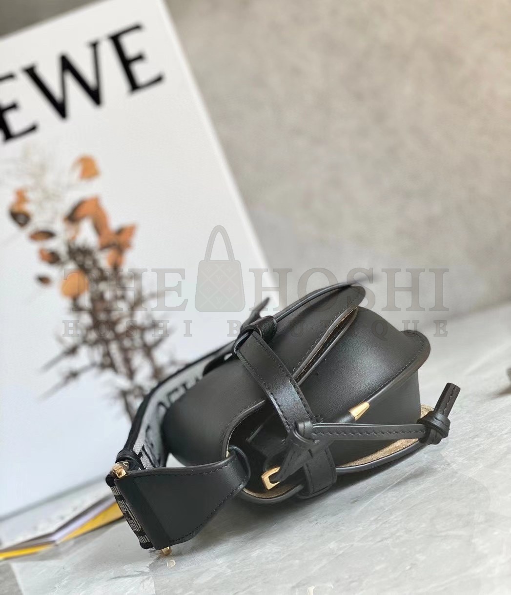 L0ew* Mini Gate Dual Bag In Black Calfskin Master Quality