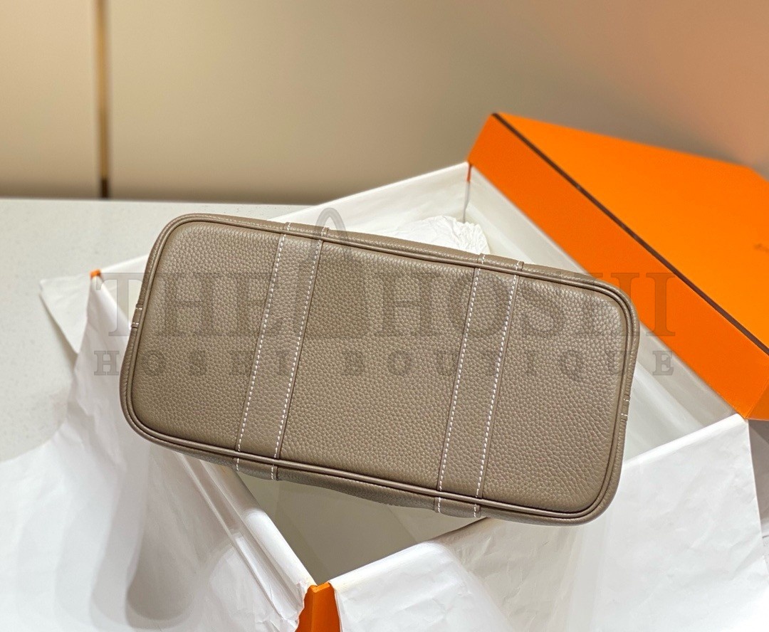 H**me5 Garden Party 30cm Bag in Toile and Taupe Leather Master Quality