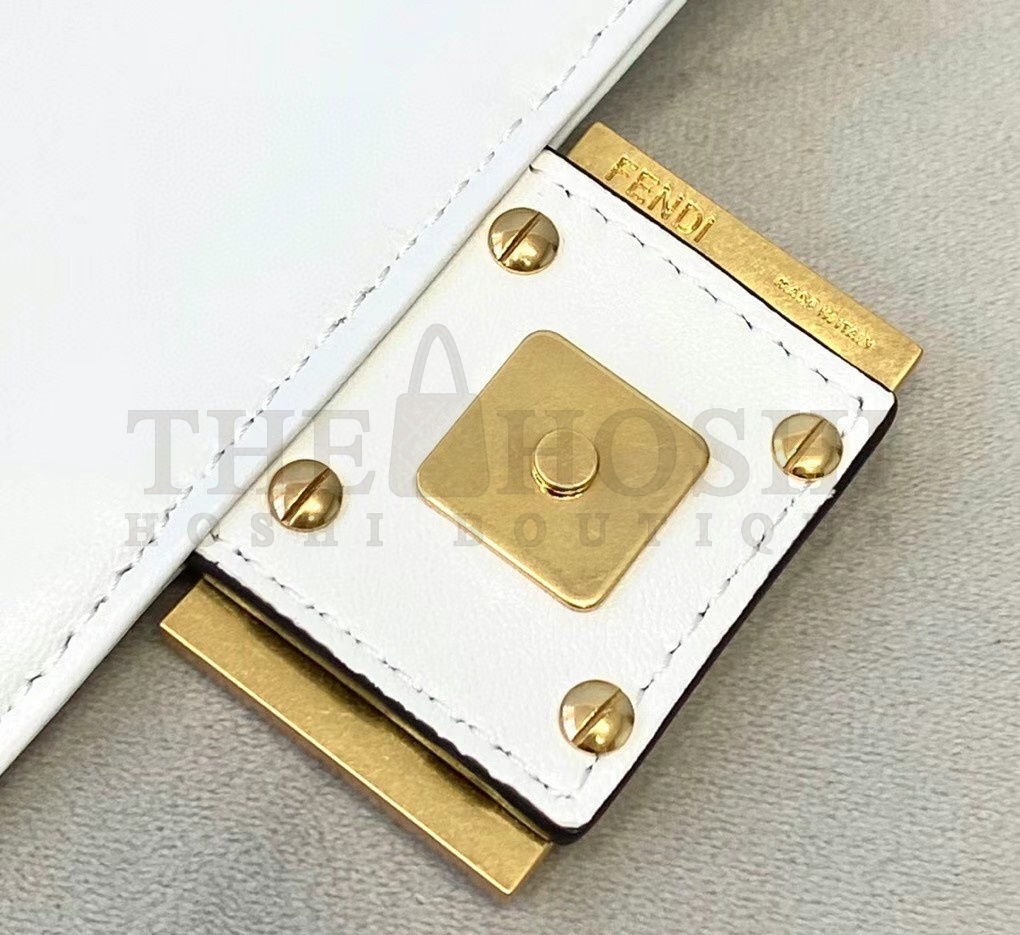 F**di Small Baguette Bag In White FF Nappa Leather Master Quality