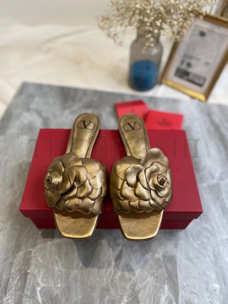 Va1e*ntin0 Atelier Shoes 03 Rose Edition Slides Sandals Gold Master Quality
