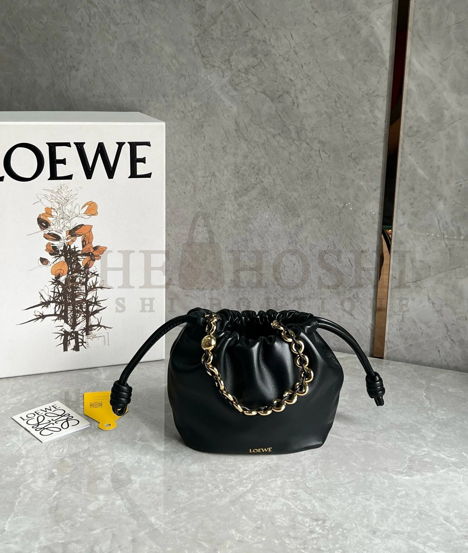 L0ew* Mini Flamenco Purse Bag in Black Nappa Lambskin Master Quality