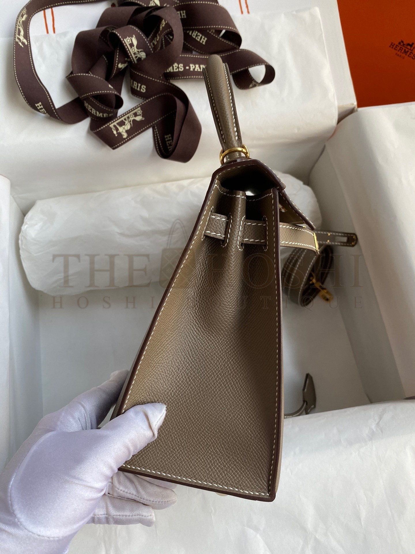 H**me5 Epsom Kelly 25cm Sellier Handmade Taupe Bag Master Quality