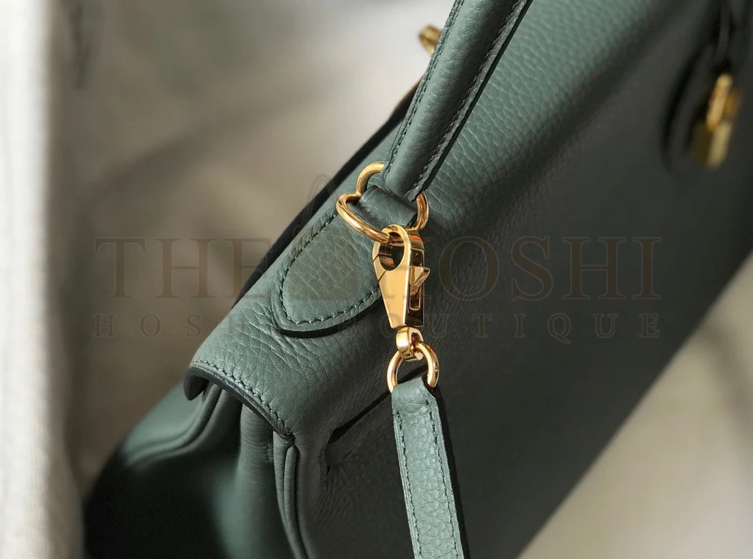 H**me5 Kelly 28cm Retourne Bag in Vert Amande Clemence Leather GHW Master Quality