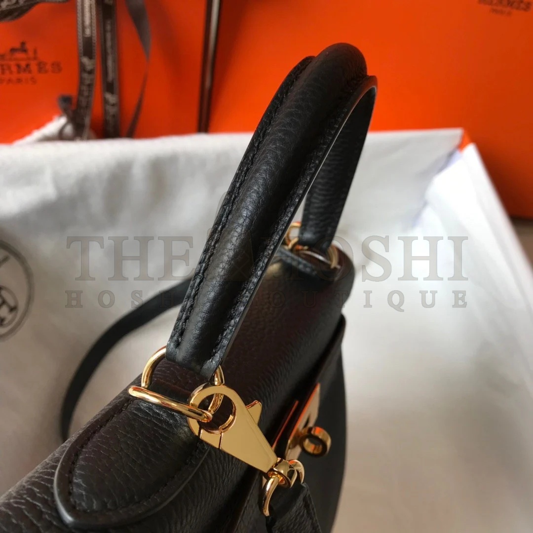 H**me5 Kelly 32cm Retourne Bag in Black Clemence Leather GHW Master Quality