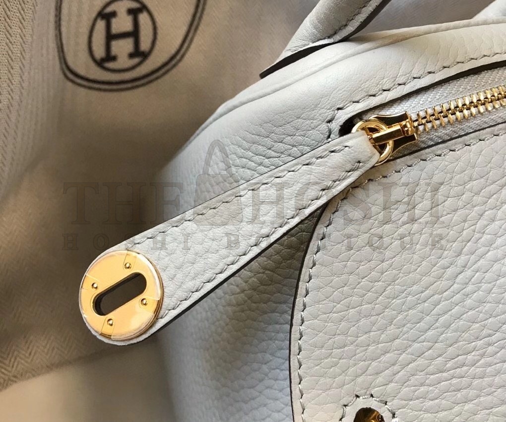 H**me5 Mini Lindy Bag In Pearl Grey Clemence Leather Master Quality
