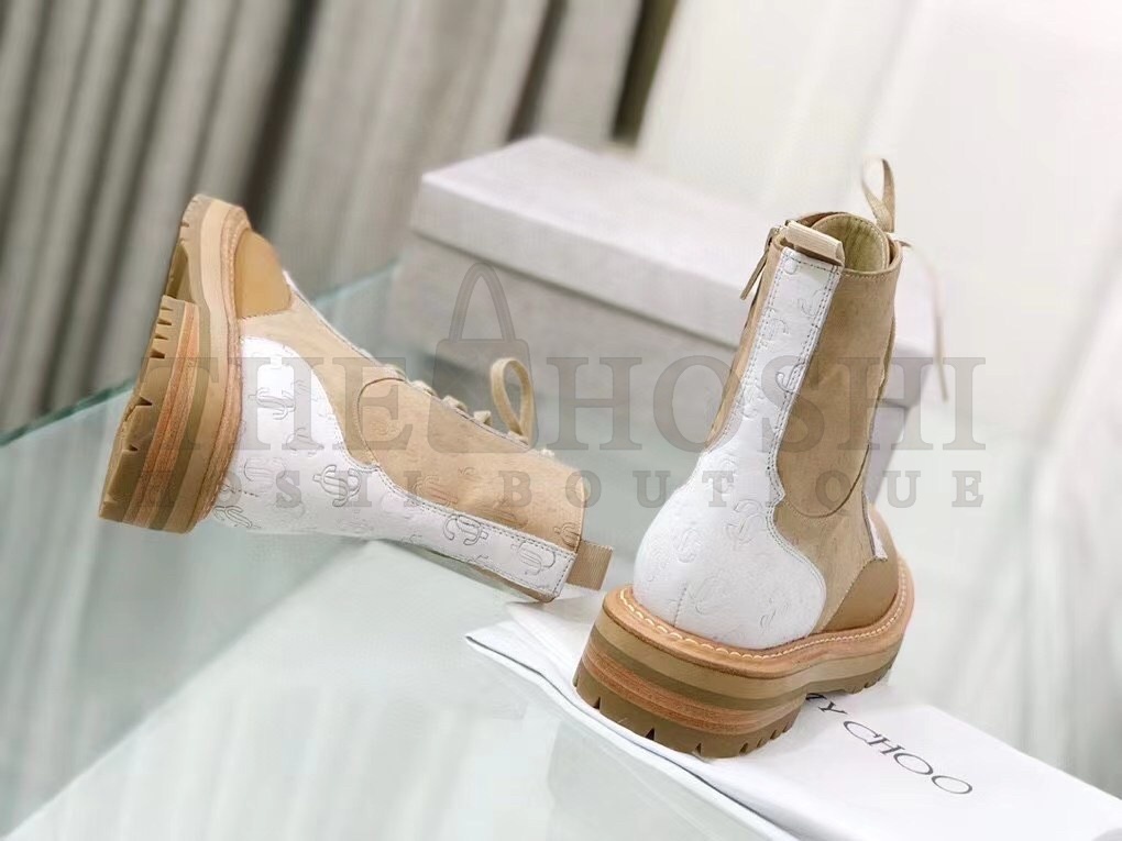 J1m*y Ch00 Cora Flat Combat Boots In Brown Leather Master Quality