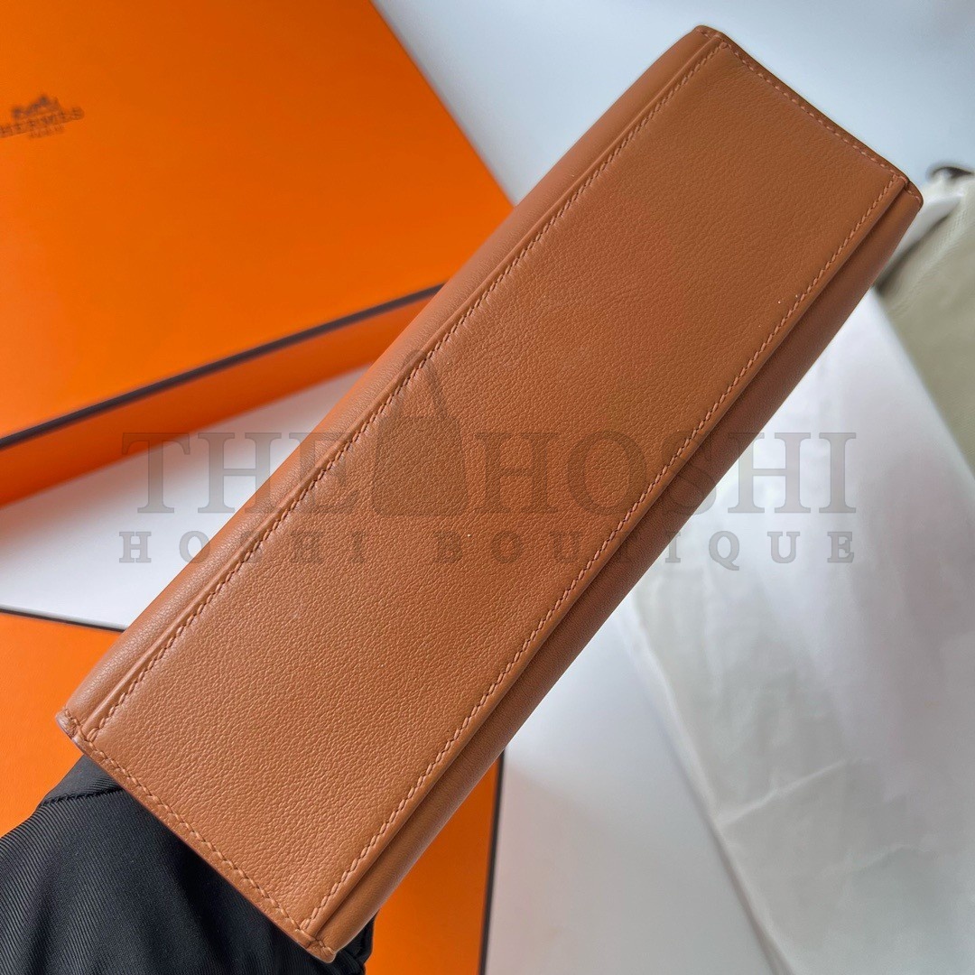 H**me5 HSS Kelly Pochette Bicolor Bag in Gold and Craie Swift Calfskin Master Quality