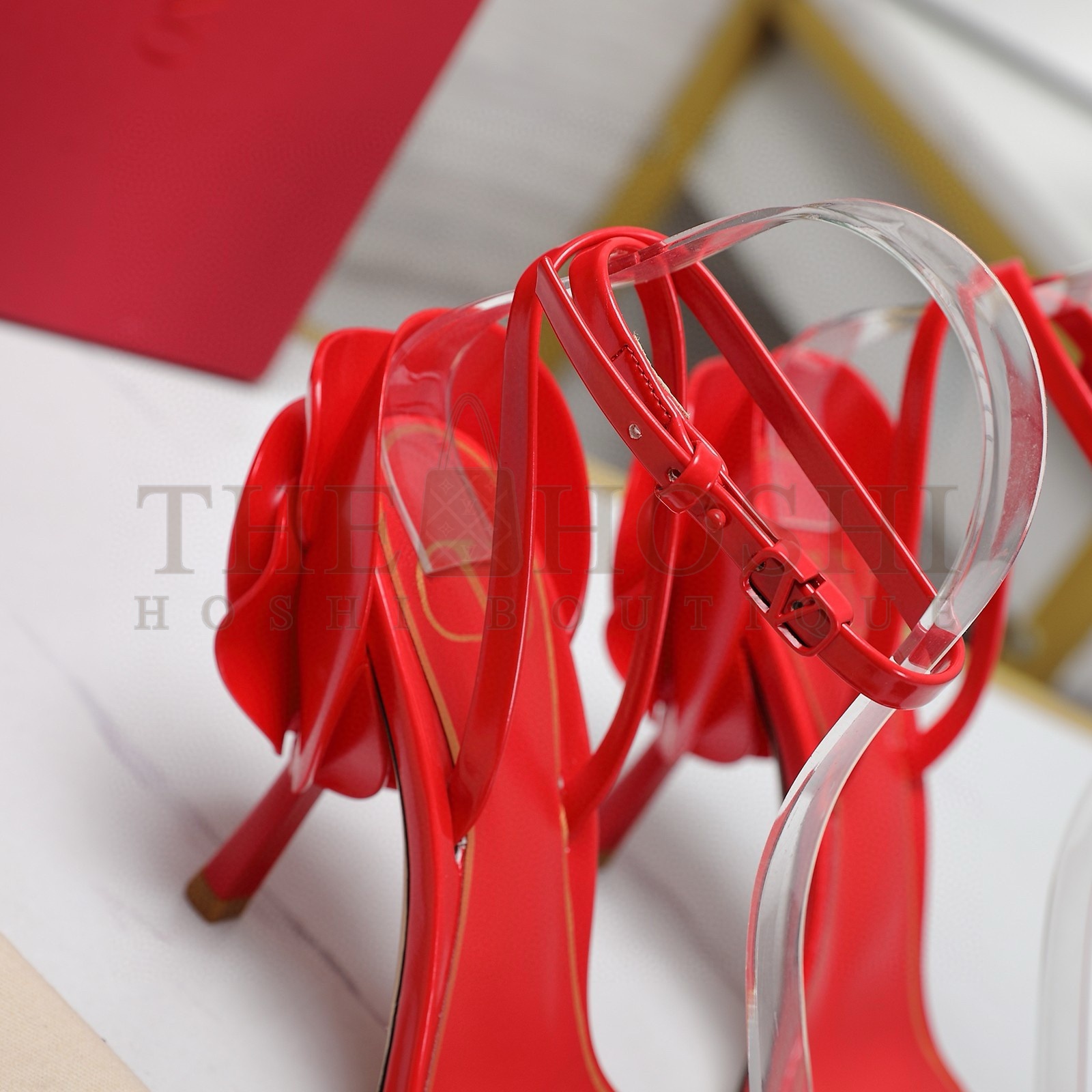 Va1e*ntin0 Roserouche Sandals 1959 100mm in Red Calfskin Master Quality