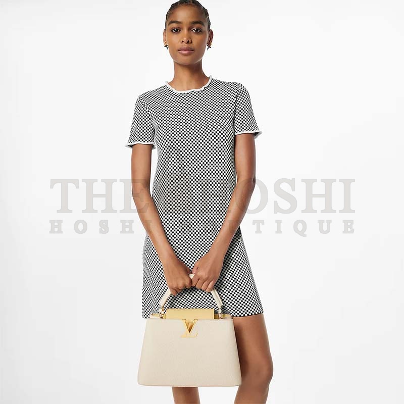 L0vis Vvtt0n LV Women Capucines MM Handbag Yellow Beige Taurillon Leather Canvas Master Quality