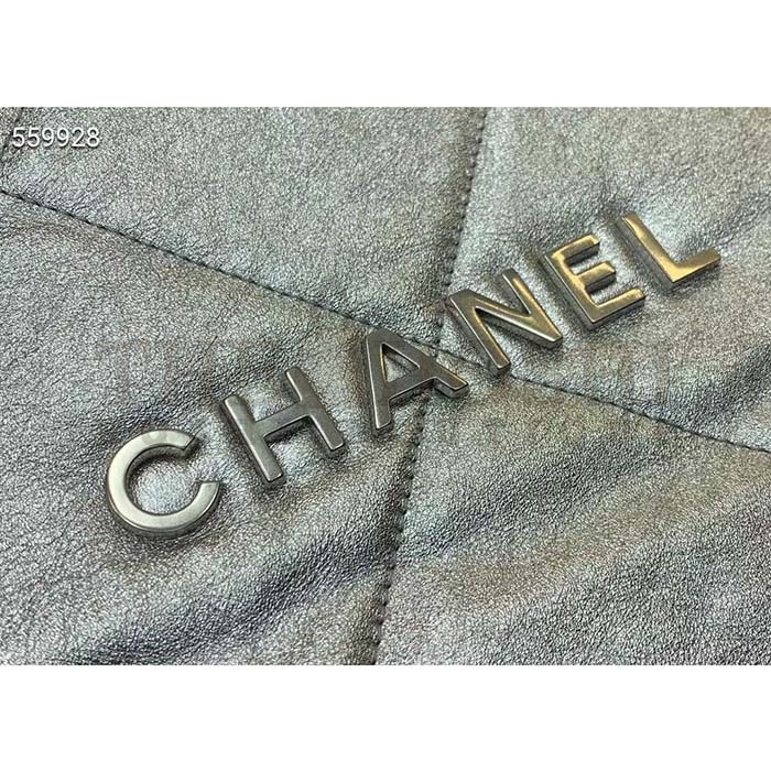 Ch**el Women CC 22 Handbag Metallic Shaded Calfskin White Silver Master Quality