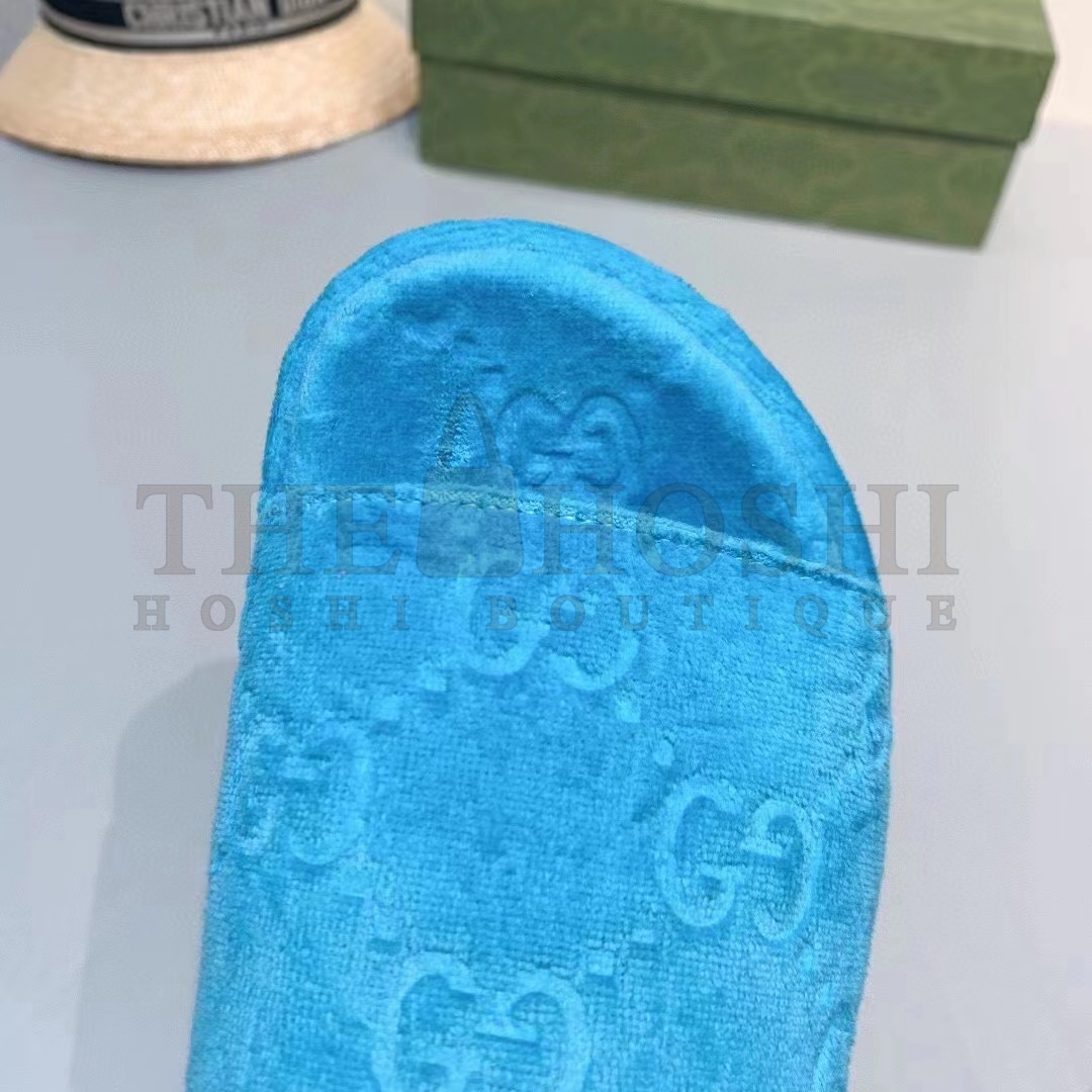 Gvc*1 Unisex G2 Platform Sandals Blue G2 Cotton Sponge Rubber Sole 3 Cm Heel Master Quality