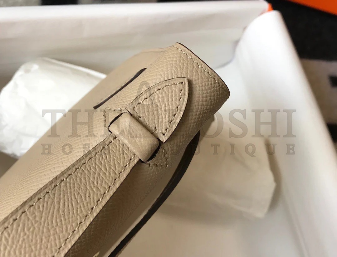 H**me5 Kelly Pochette Clutch Bag In Gris Tourterelle Epsom Leather Master Quality