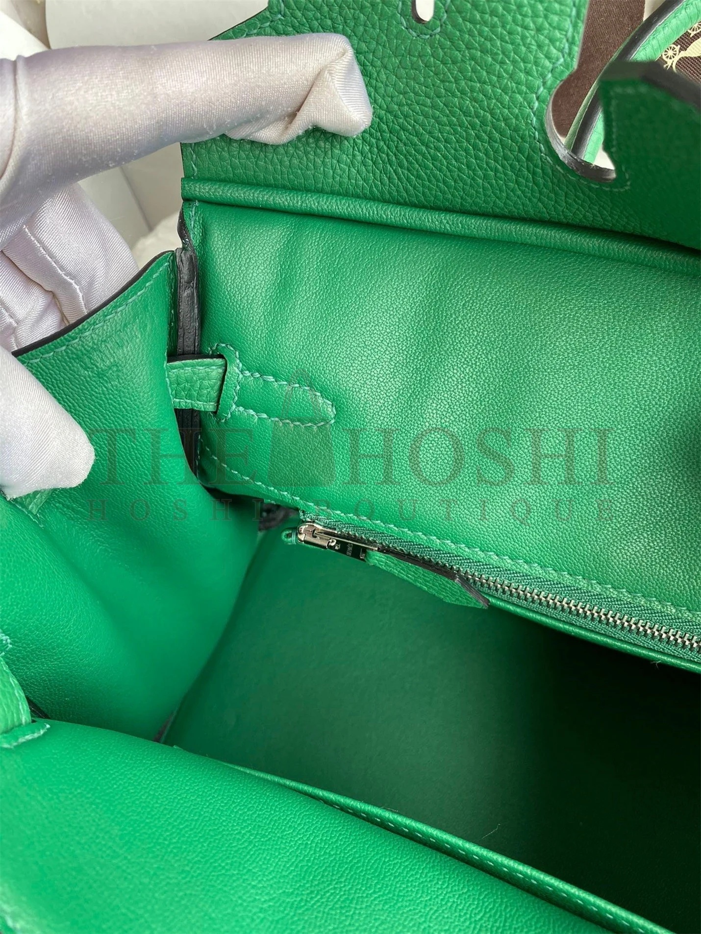 H**me5 Birkin 25 Retourne Handmade Bag In Vert Vertigo Clemence Leather Master Quality