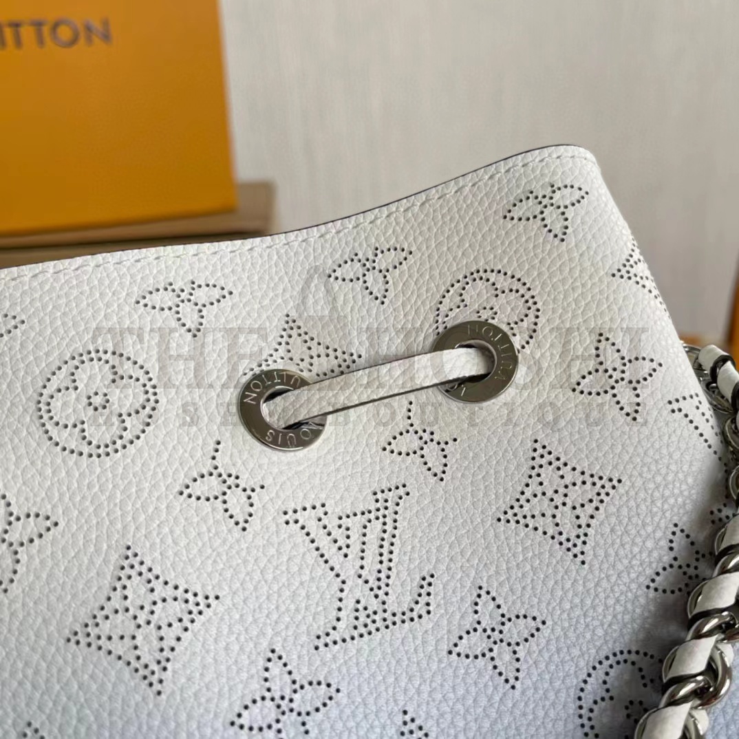 L0vis Vvtt0n LV Women Bella Bucket Bag Gradient Blue Mahina Perforated Calf Leather Master Quality