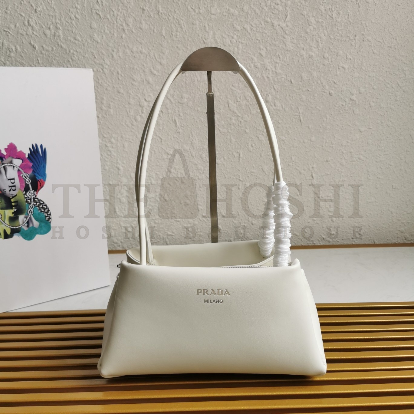 Pra*a S*pernova Small Shoulder Bag In White Leather Master Quality