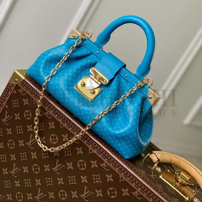 L0vis Vvtt0n LV Women Monogram Clutch Blue Calfskin Leather S-Lock Master Quality