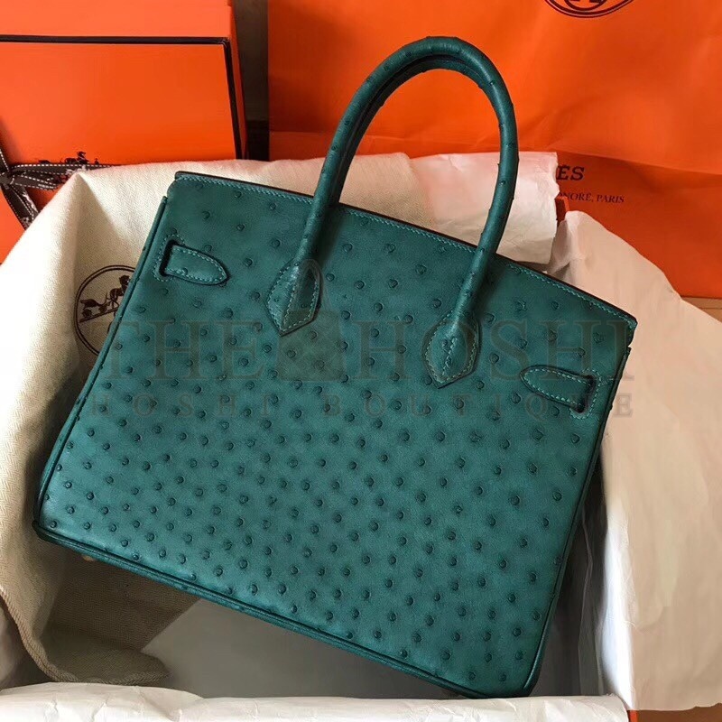 H**me5 Green Birkin 30cm Ostrich Handmade Bag Master Quality