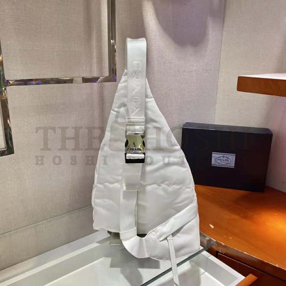 Pra*a Unisex Re-Nylon and Leather Backpack-White Master Quality