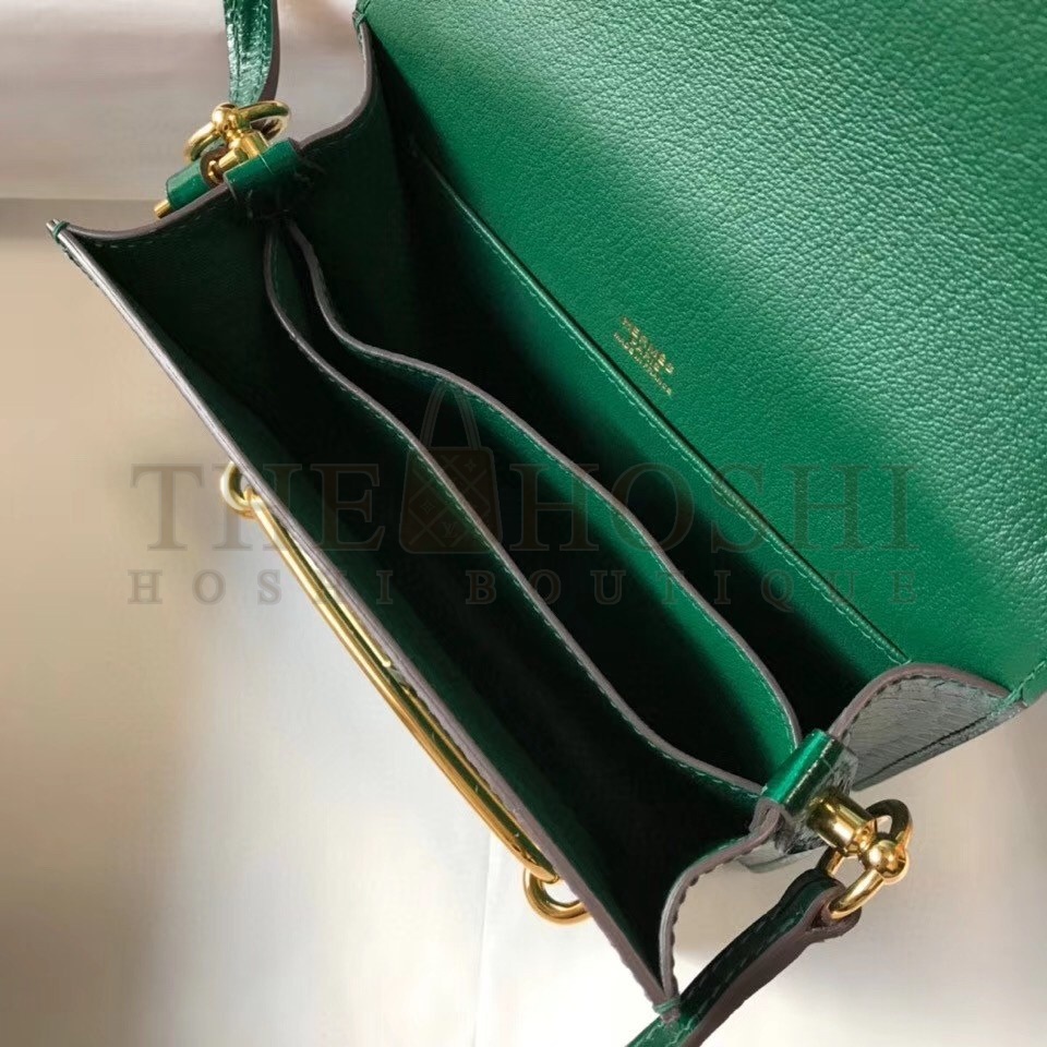 H**me5 Roulis Mini Bag In Green Embossed Crocodile Calfskin Master Quality