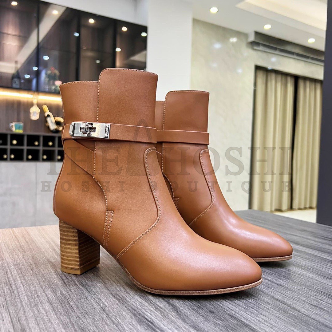 H**me5 Frenchie 50mm Ankle Boots In Brown Calfskin Master Quality