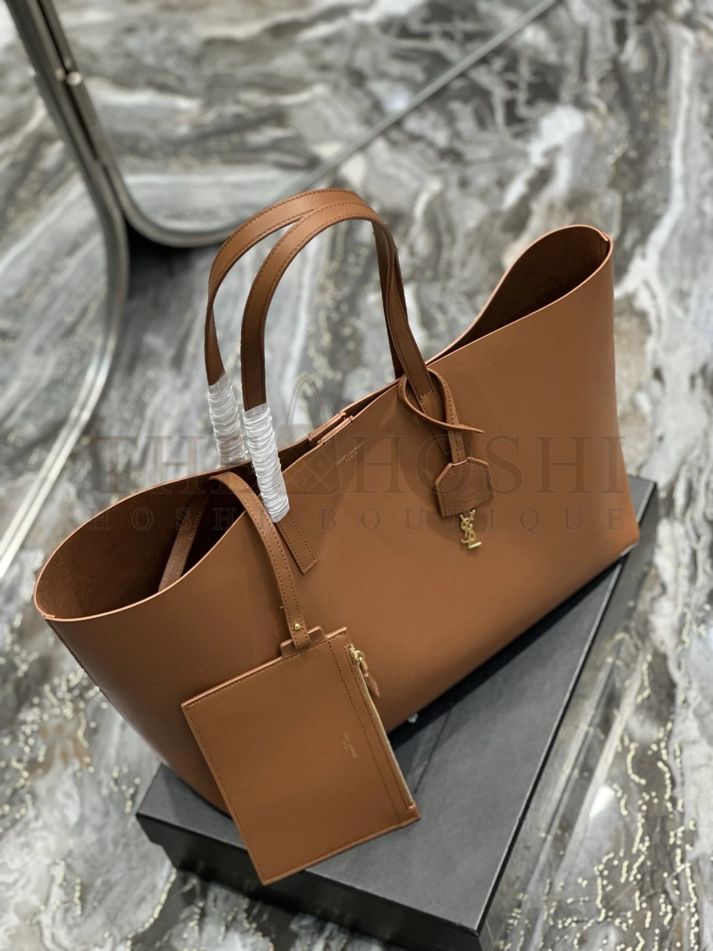 Sa1nt Lau*nt Shopping Tote Bag in Brown Leather Master Quality