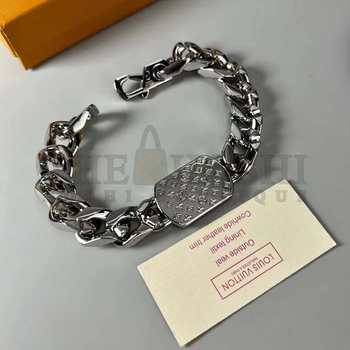 L0vis Vvtt0n Unisex LV Shades Bracelet Brown Metal Silver-Colour Finish Master Quality